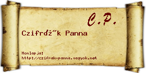 Czifrák Panna névjegykártya